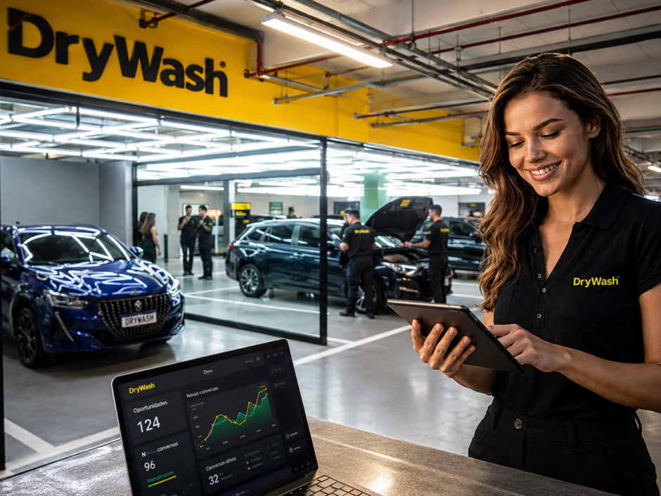 Case DryWash: como agentes de IA aumentaram capacidade comercial e eficiência na rede
