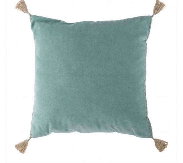MATTÉO cotton and linen velvet cushion cover - Aqua blue - 50 x 50 cm