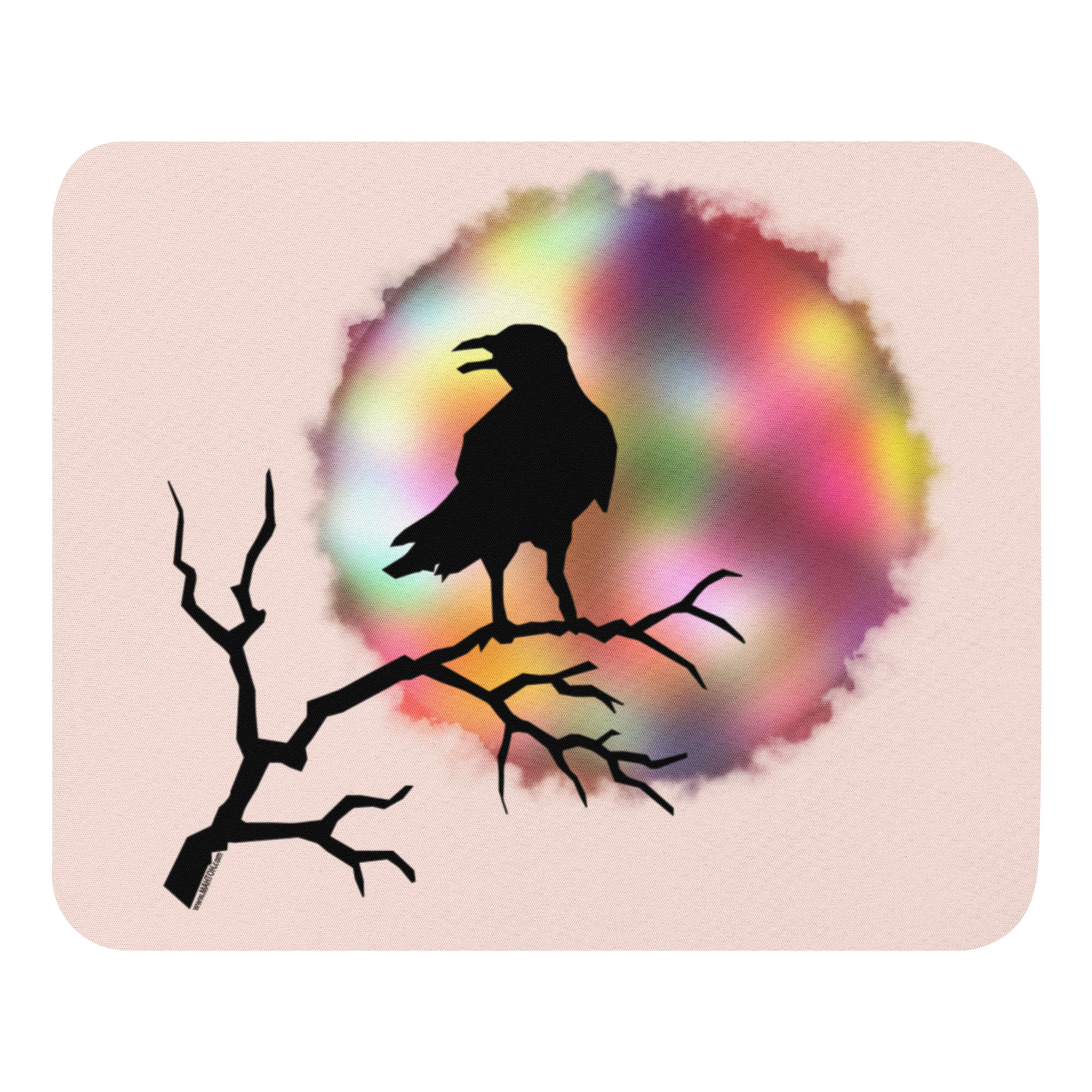 Raven Moon Mouse Pad - Light Pink