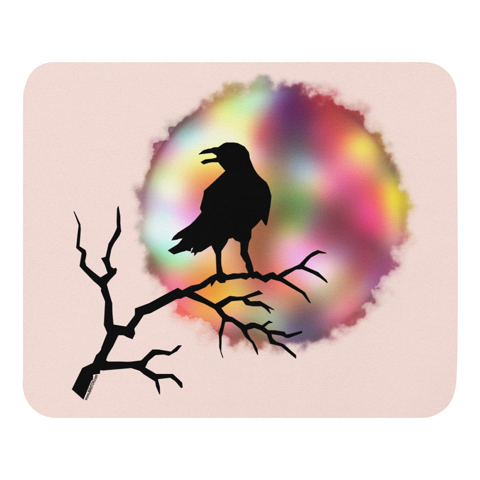 Raven Moon Mouse Pad - Light Pink