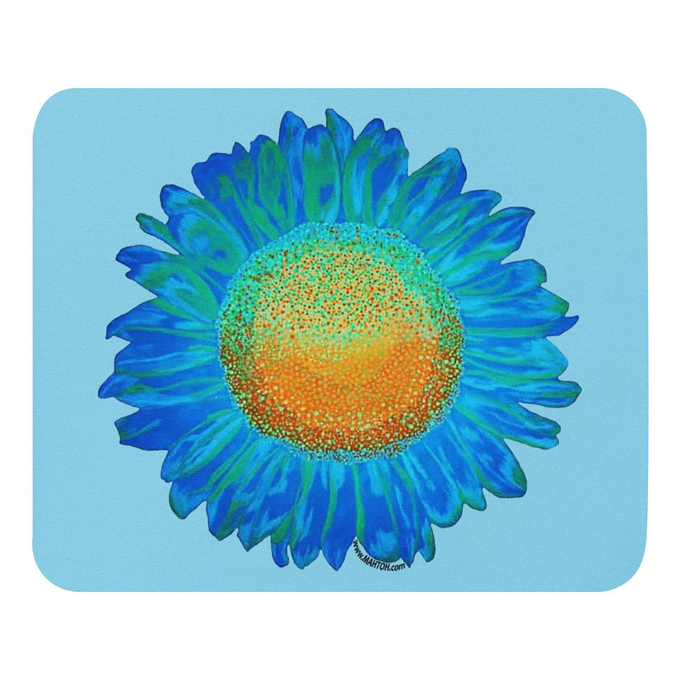 Inverse Sunflower Mouse Pad - Blue