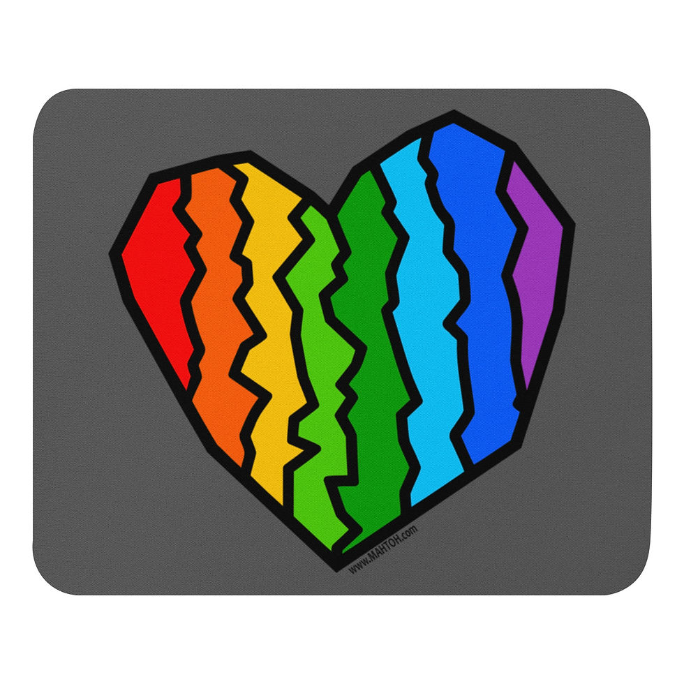 Rainbow Heart Mouse Pad - Grey