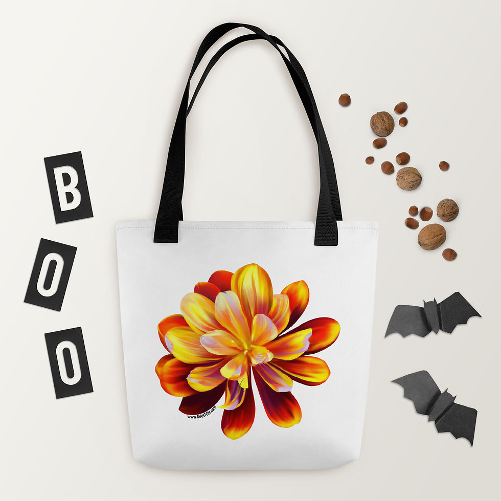 Thumbnail: Orange/Yellow Flower Tote Bag