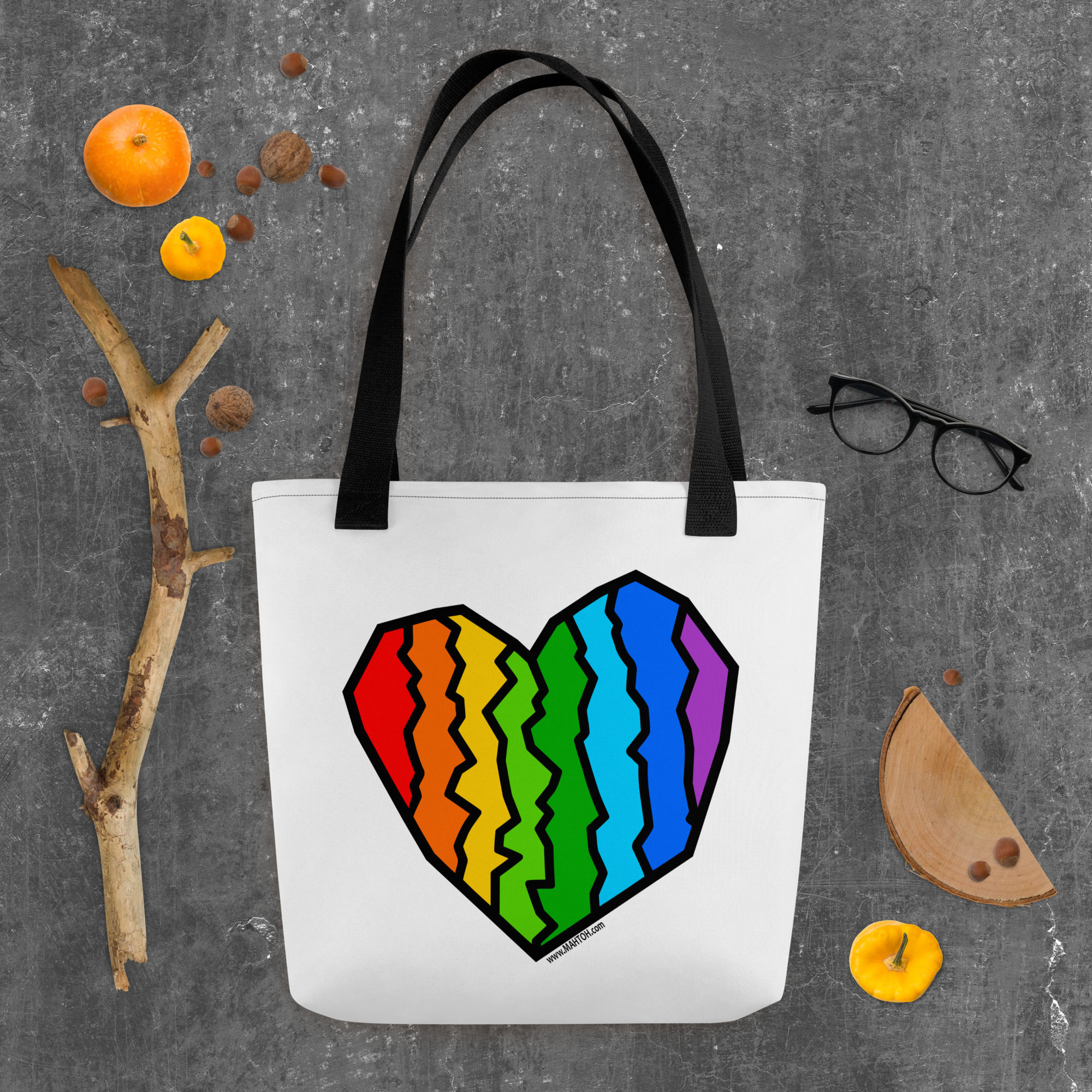 Rainbow Heart Tote Bag