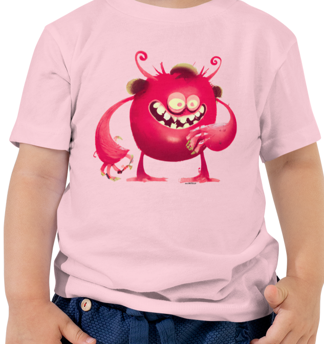 Pink Red Monster Toddler Short Sleeve Tee