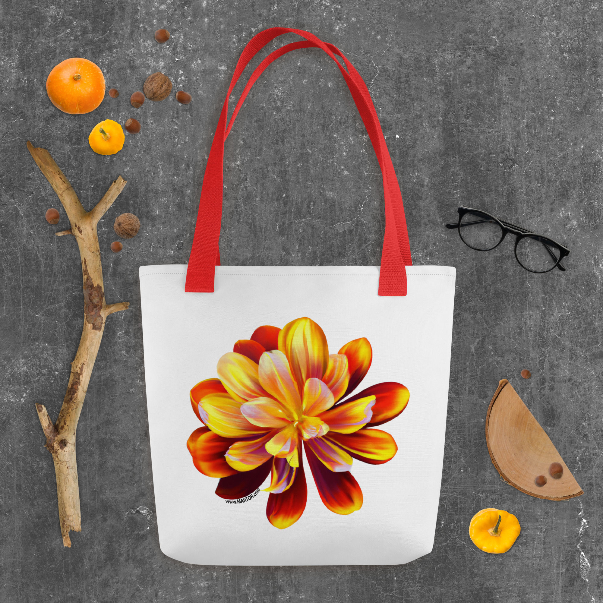 Orange/Yellow Flower Tote Bag