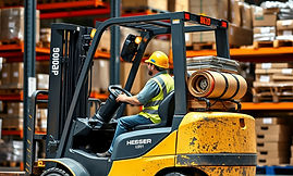 Worker driving a forklift to help load and put away materials in a warehouse.jpg