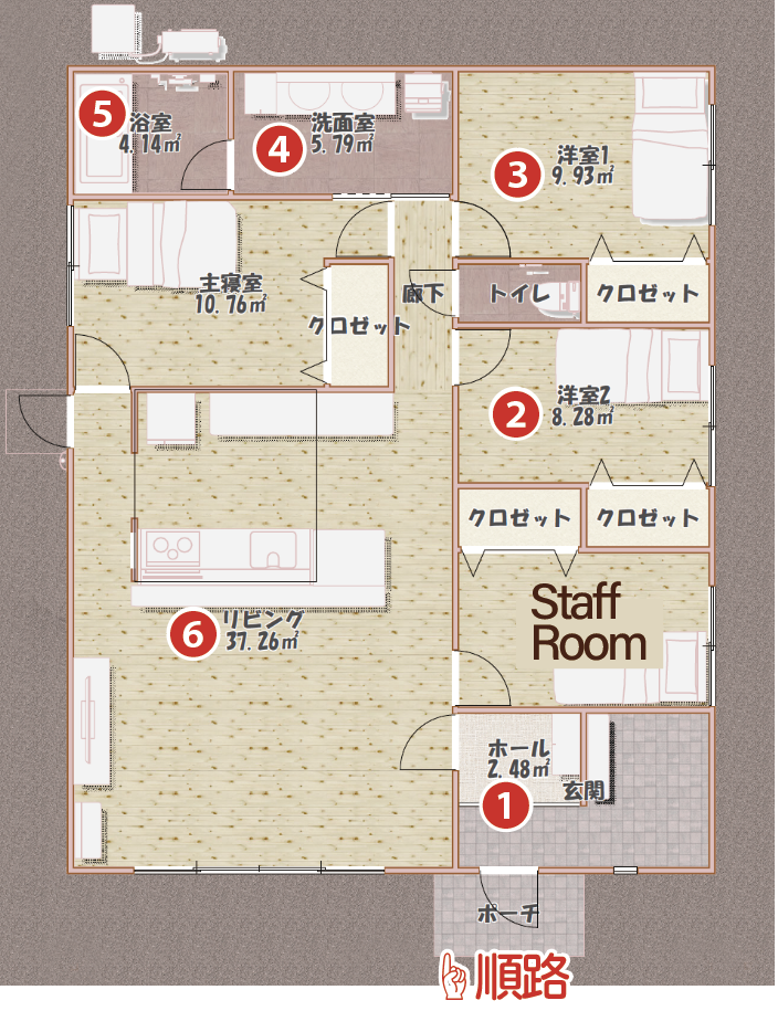 鹿沼市Y様邸見学順路