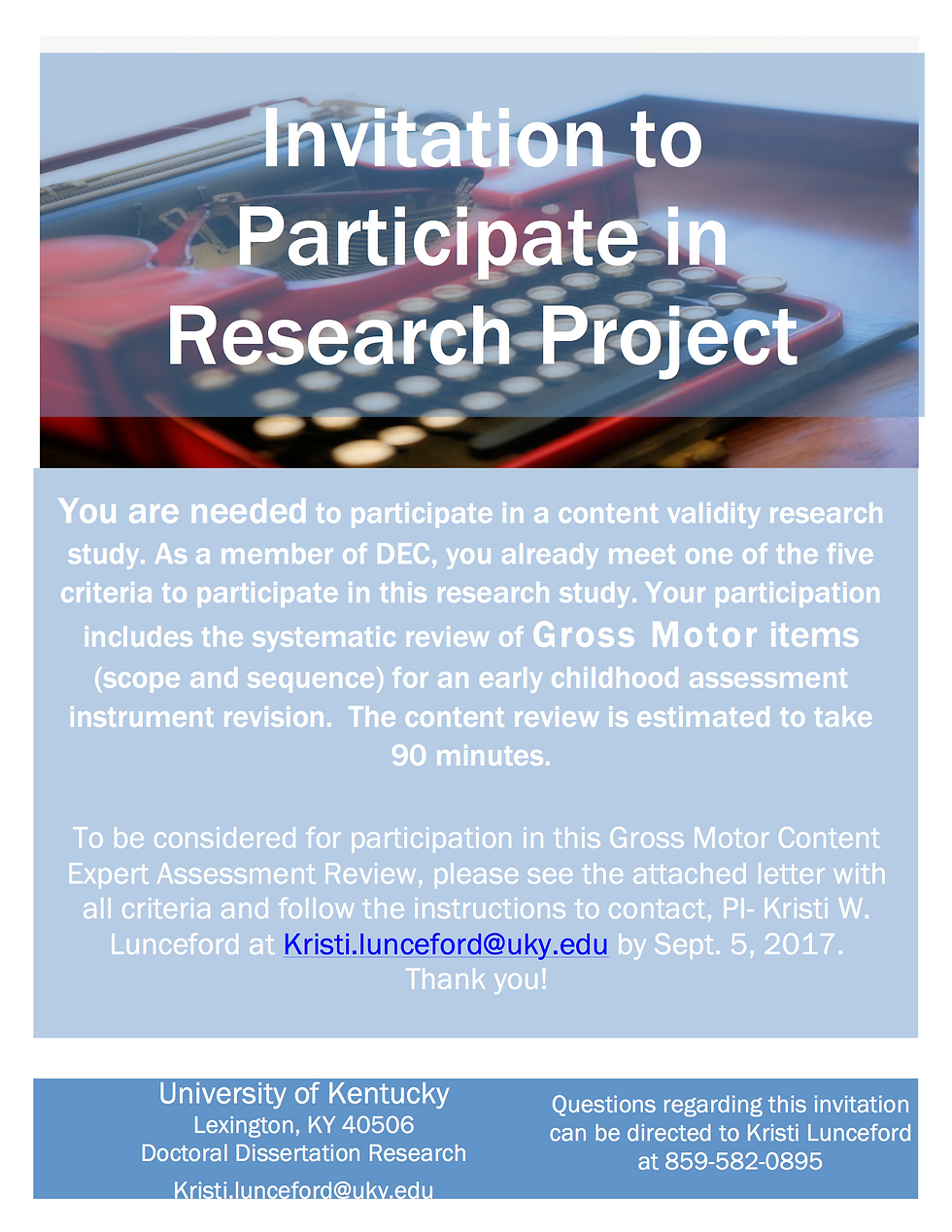 Invitation to Participate in Research Project - Click to learn more