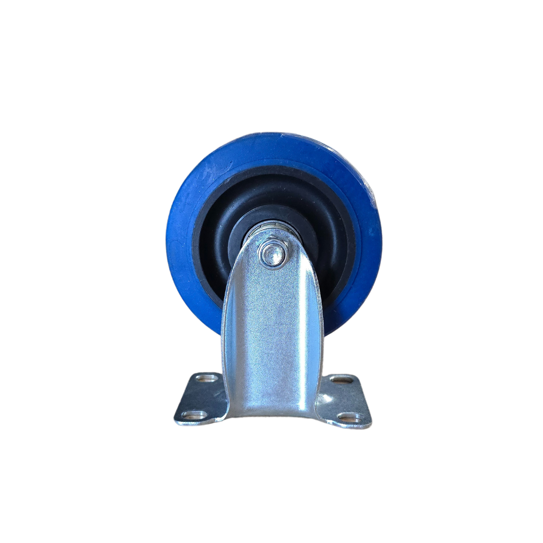 Rueda goma azul en base fija 4x1" · fotografía 1