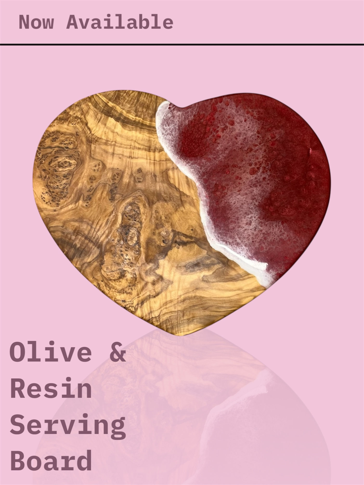 Olive Wood Heart Serving Board 