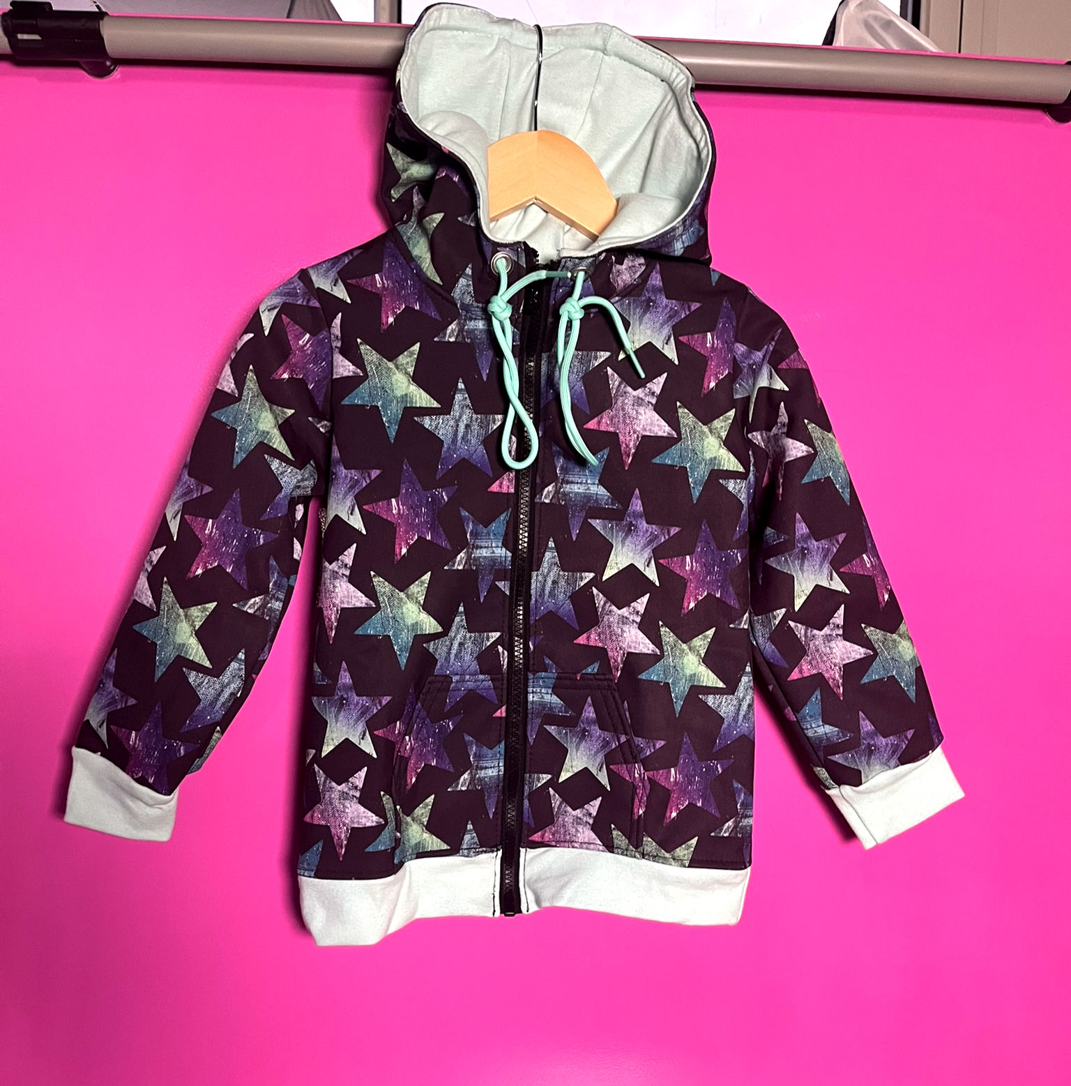 Veste Softshell "Storm Étoiles & menthe" – Taille 5 ans