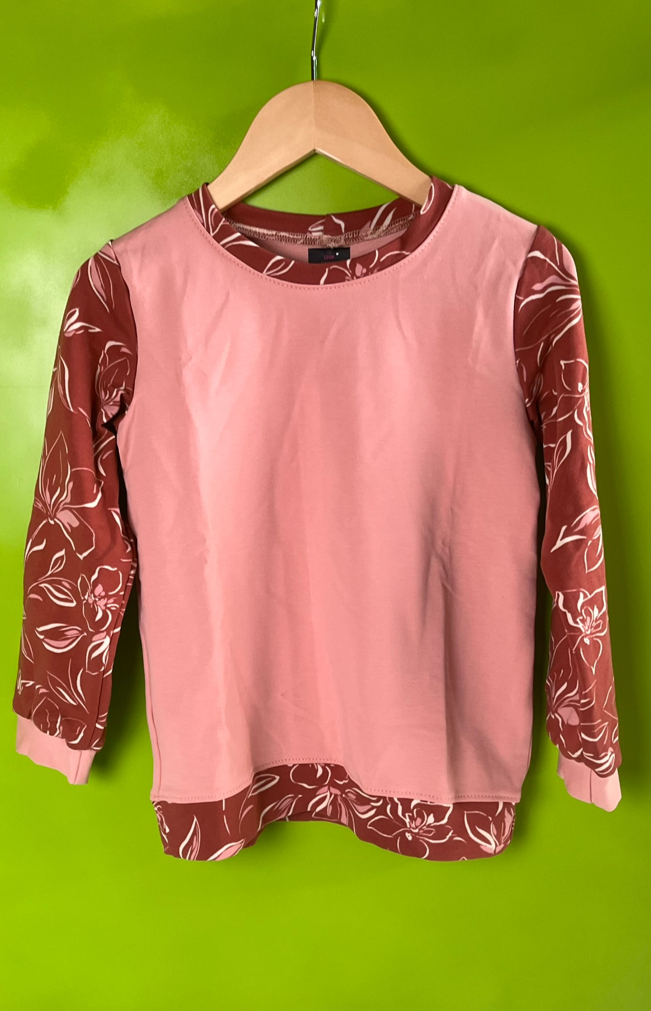 Sweat Col Rond “Crew” Rose & Fleurs Terracotta 6 ans