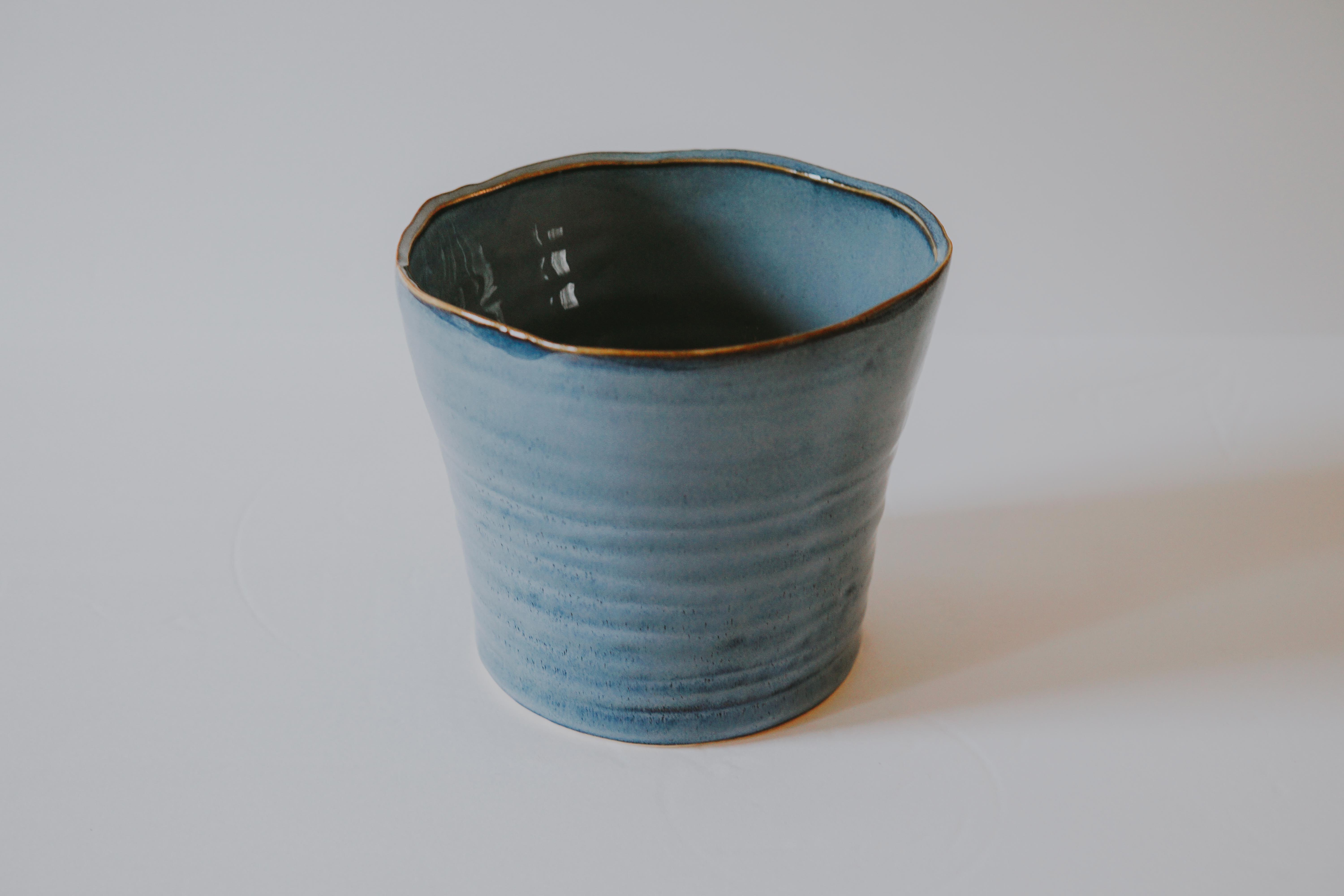 VINTAGE GLAZED POTTERY PLANT POT