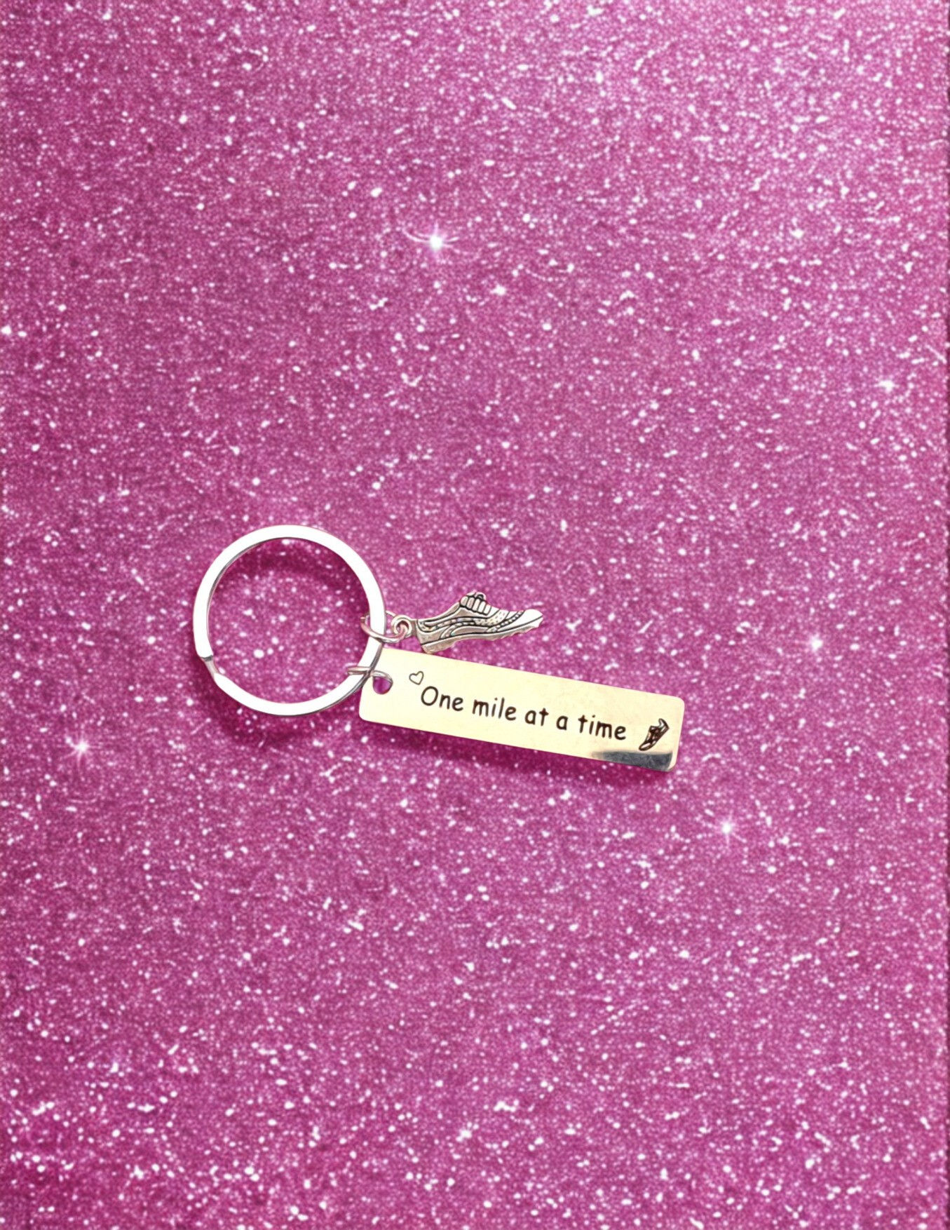 One mile at a time keyring