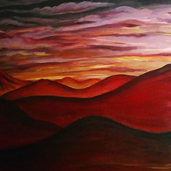 Sneak peak of a big project_Hint_ it's a book!_#art #painting #acrylic #landscape #fantasy #volcano