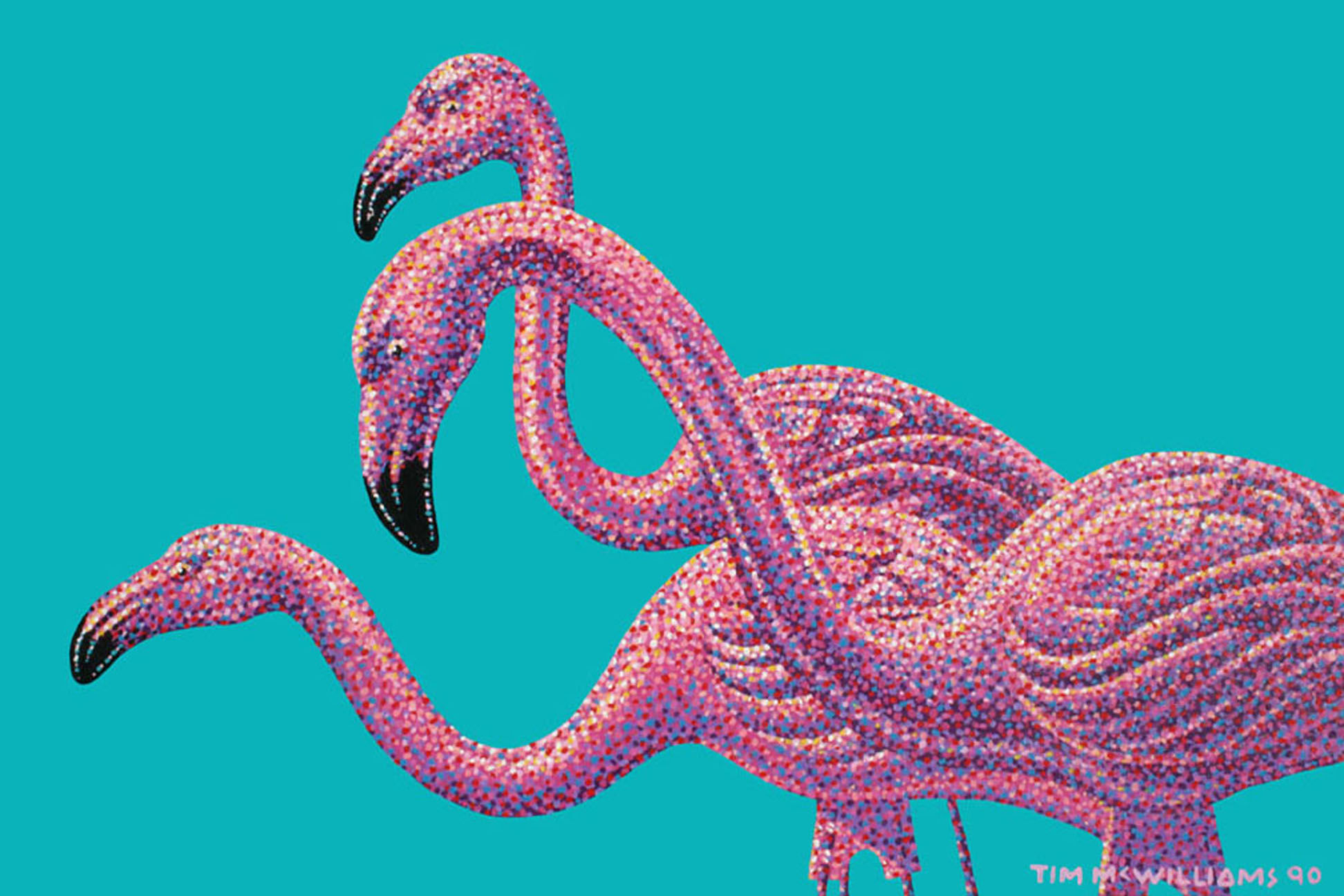 Plastic Flamingos Stampede - Giclee