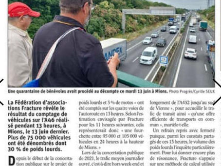 Covifer participe au comptage du trafic sur l'A46Sud organisé par Fracture
