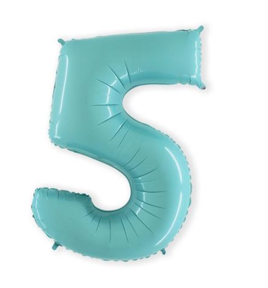 Cijfer Ballon 5 pastel blauw Almere bestellen