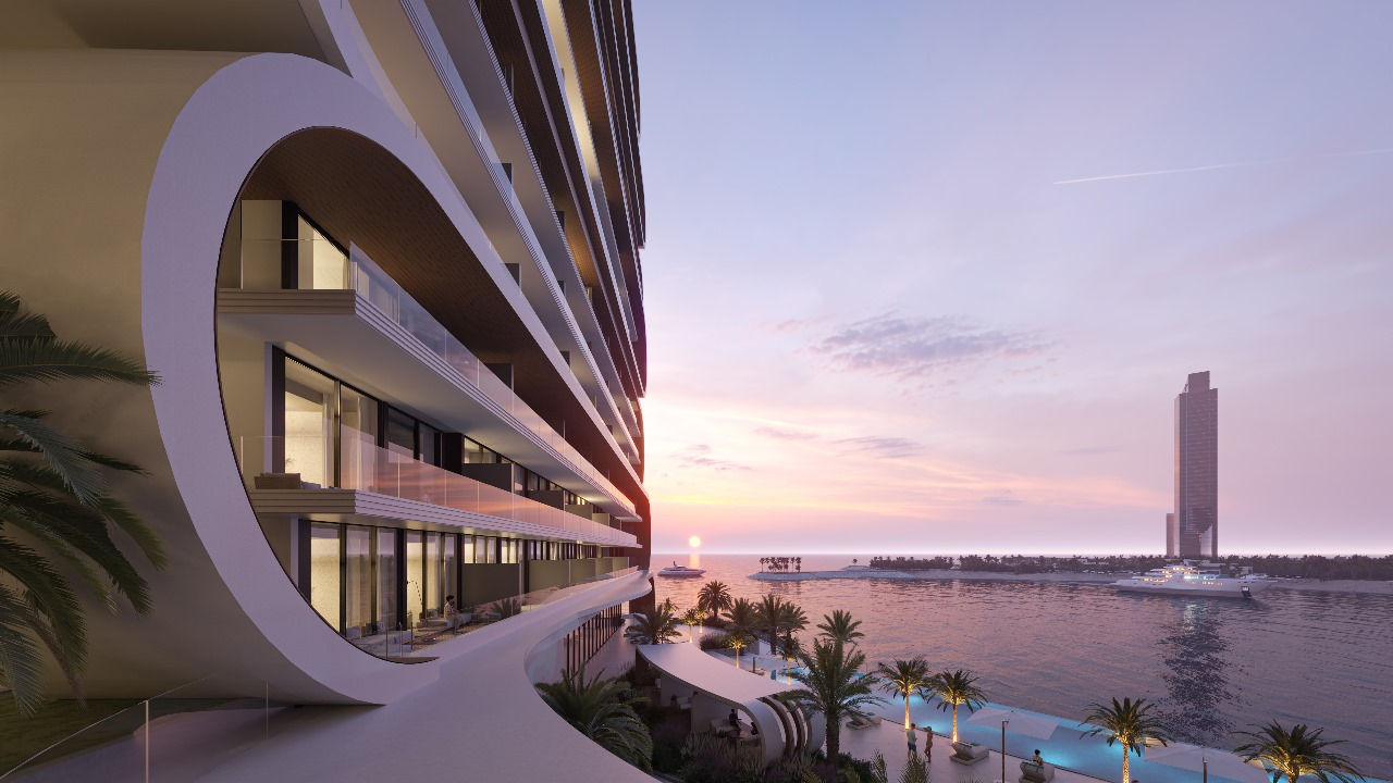 JW Marriott Residences Al Marjan Island View of Amenities Deck and Sea.jpeg