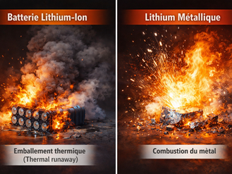 comparaison feu batterie lithium-ion et feu lithium métallique