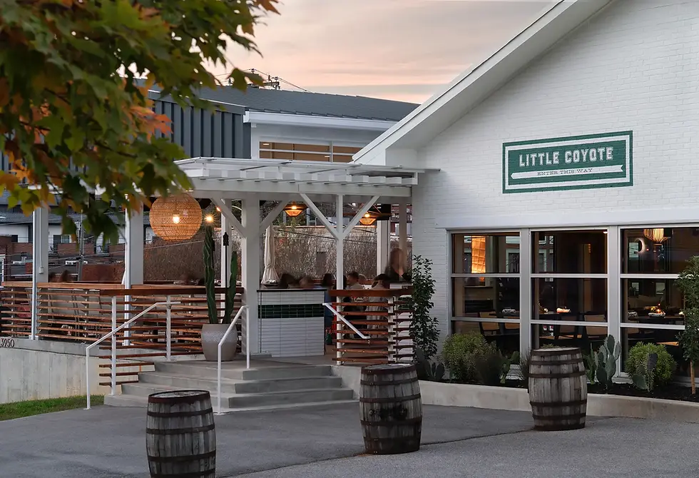 Little Coyote, Chattanooga, TN — a Michelin Bib Gourmand recognized restaurant where the interior finishes had to match the caliber of the kitchen. Specialty painting and Roman Clay finishes by Dream Team Finishes