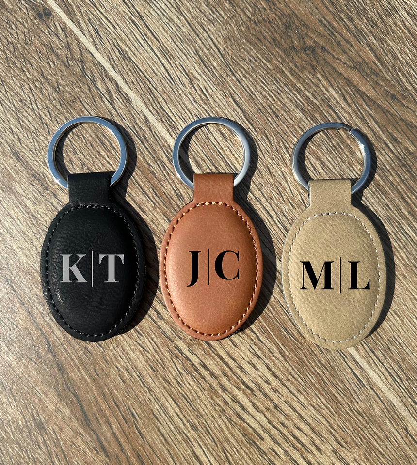 Personalized Monogram Leather Keychain