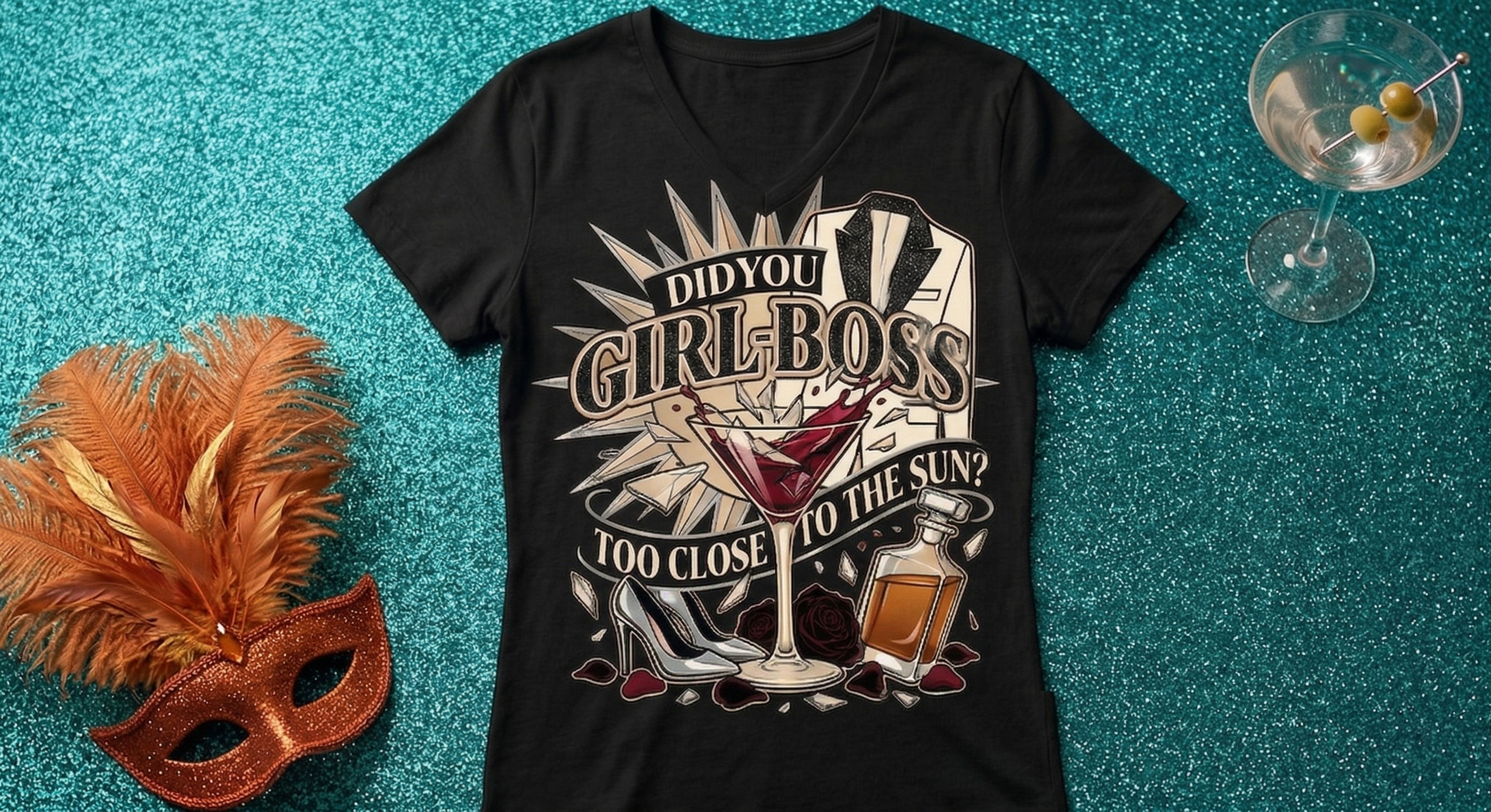 Girl-Bossed Too Close to the Sun" V-Neck | Anti-Hustle Burnout Tee