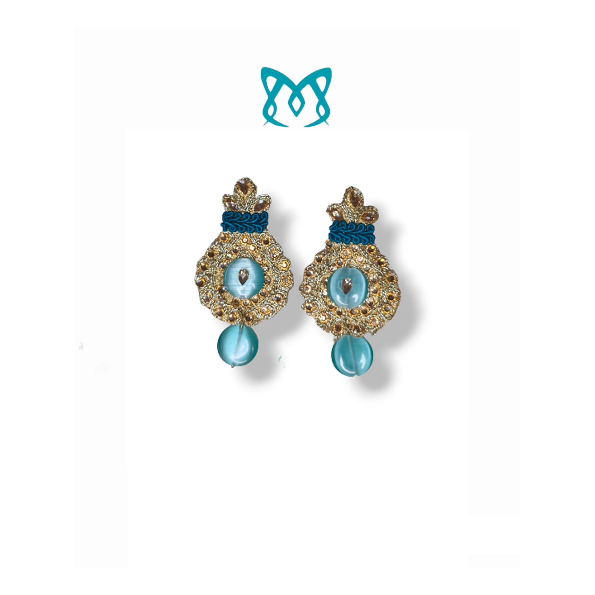 Boucles d'oreilles brodées de pierres semies précieuses #3