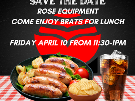 Friday April 10th Luncheon: Join us for Brats!