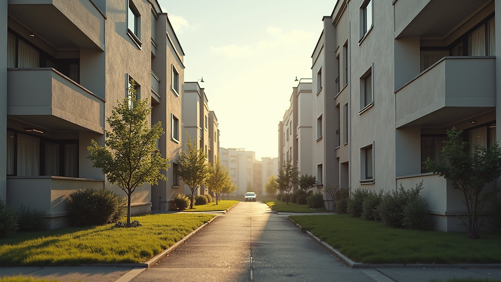 Eye-level view of a community housing project