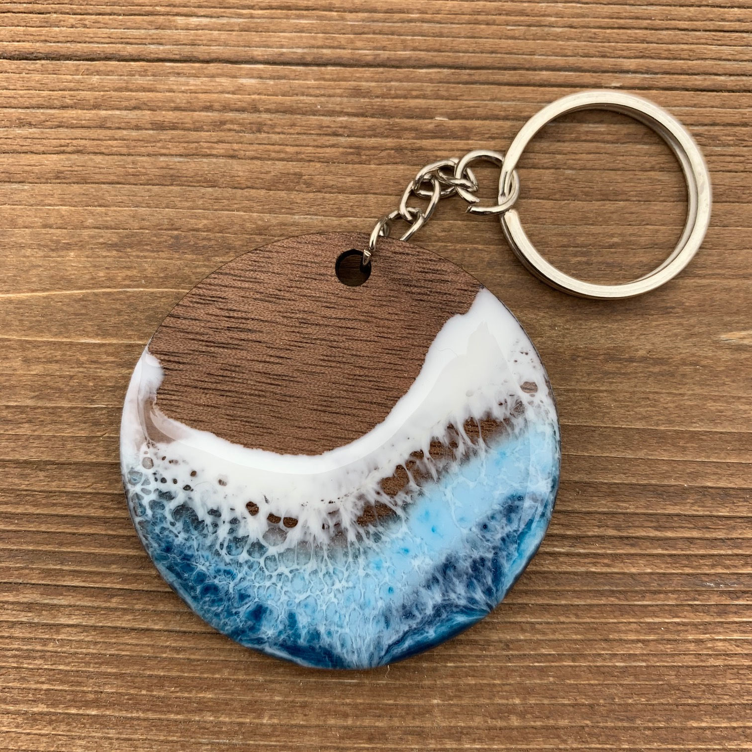 Ocean Keychain #9 - Walnut