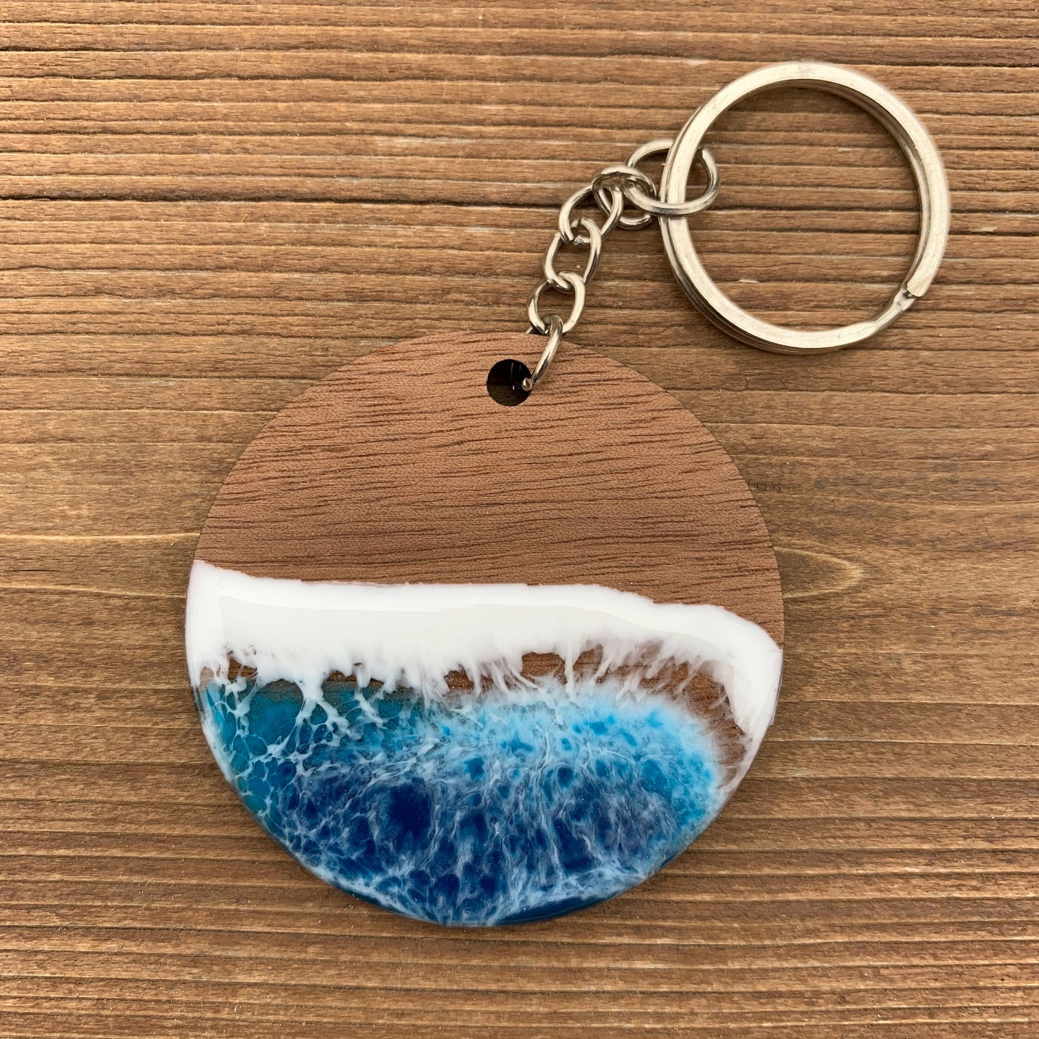 Ocean Keychain #5 - Walnut