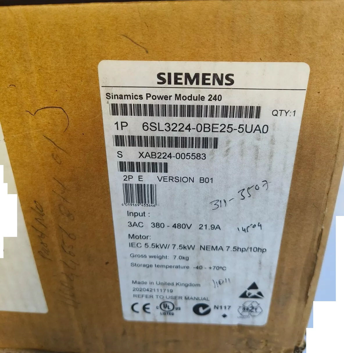 6SL3224-0BE25-5UA0   6SL3 224-0BE25-5UA0 SIEMENS