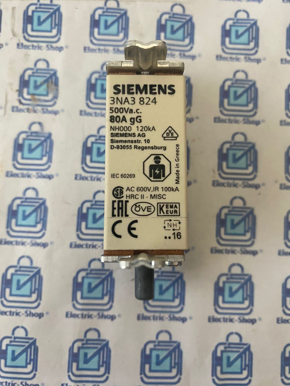 3NA3824 SIEMENS FUSIBLE NH TAMAÑO 00 80 A 3NA3824