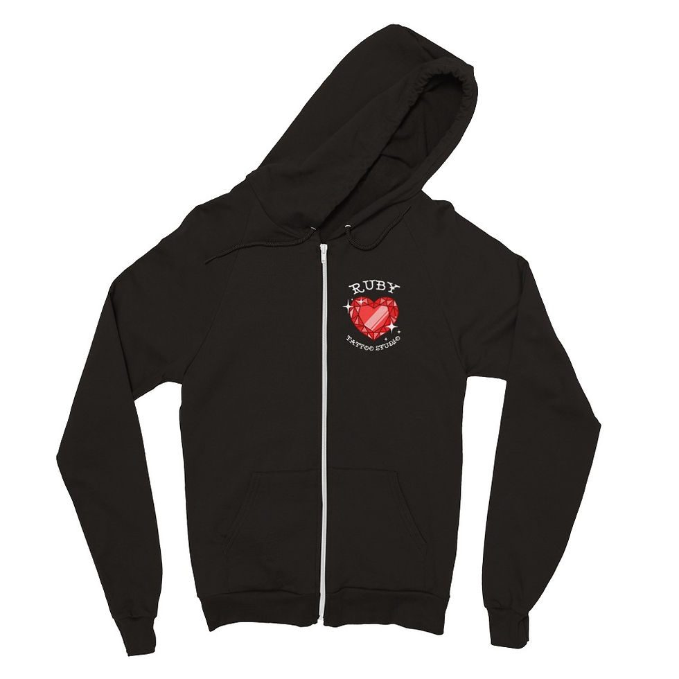 Thumbnail: Ruby Tattoo Studio Unisex Zip-Up Hoodie