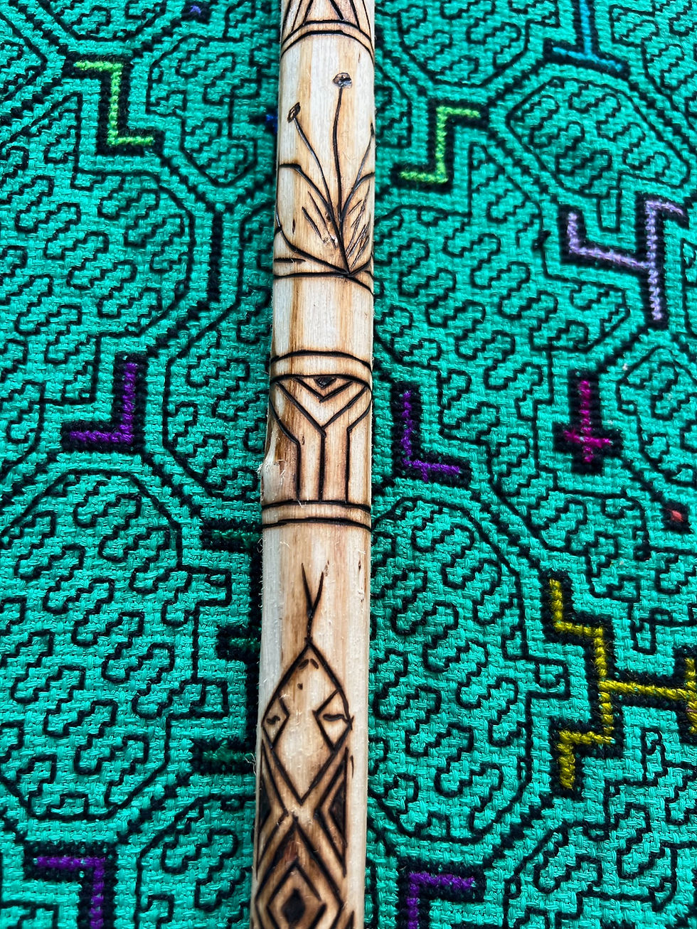 Thumbnail: Diamond Boa Shipibo Wood burn 23” Peace Stick