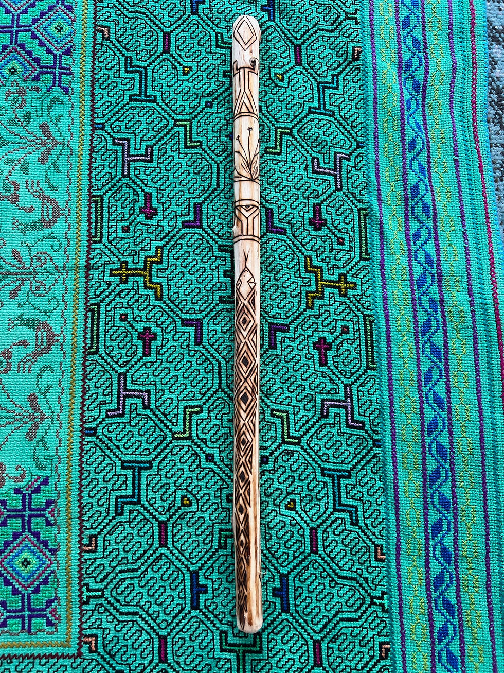 Thumbnail: Diamond Boa Shipibo Wood burn 23” Peace Stick