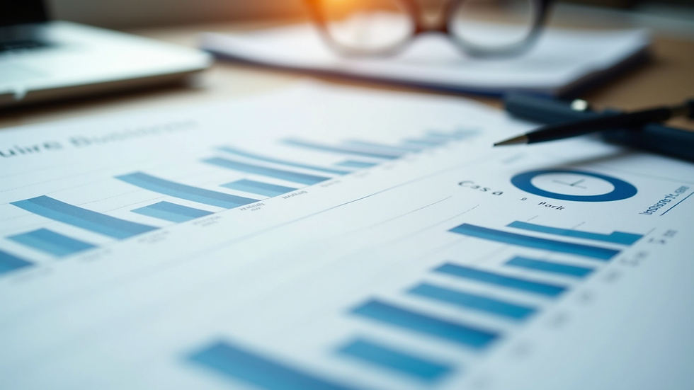 Close-up view of a business plan with financial charts and graphs