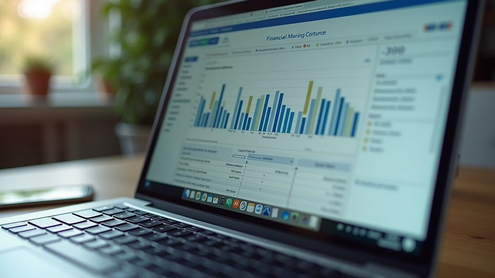 Close-up view of a laptop screen displaying financial planning software