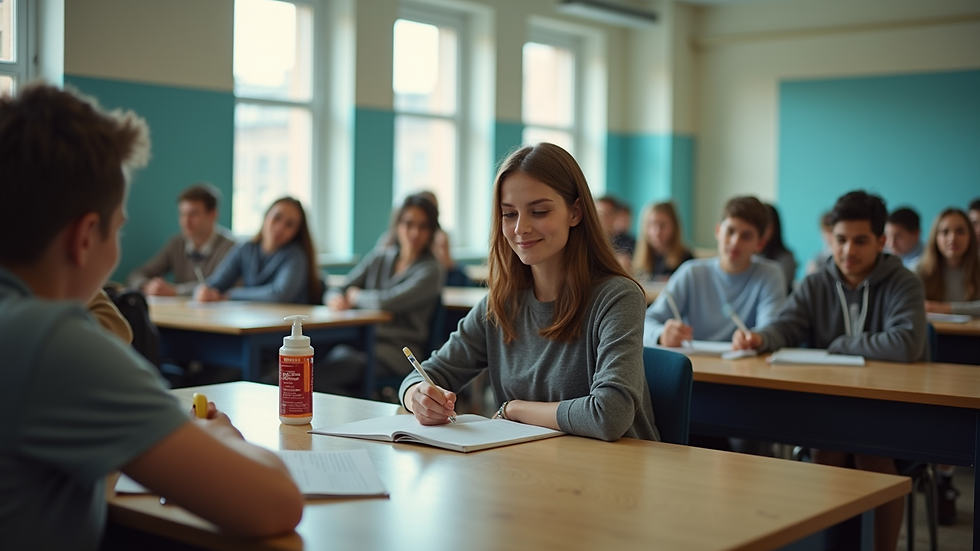 Eye-level view of a classroom filled with engaged students