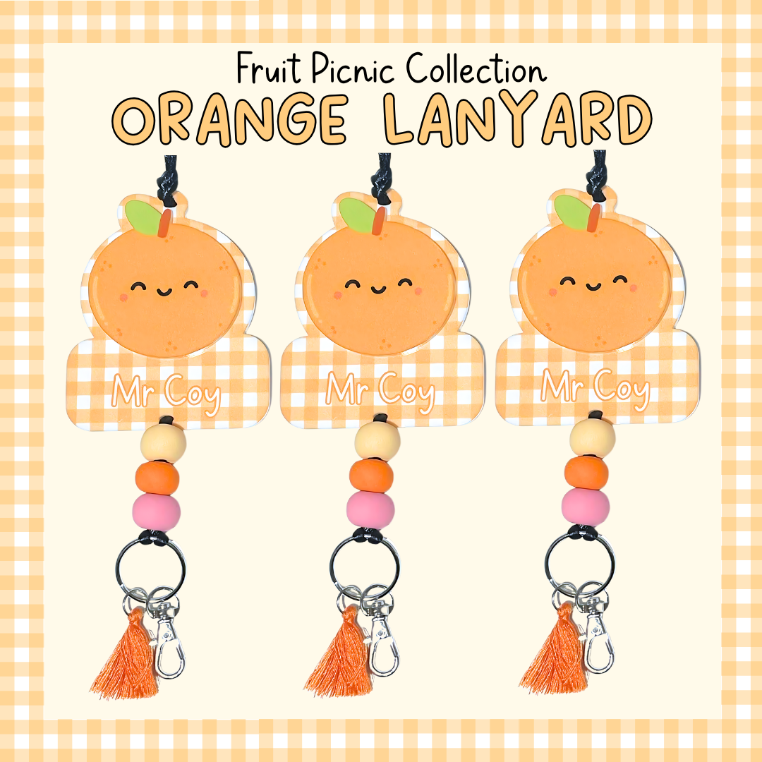 Fruit Picnic: Orange Personalised Lanyard