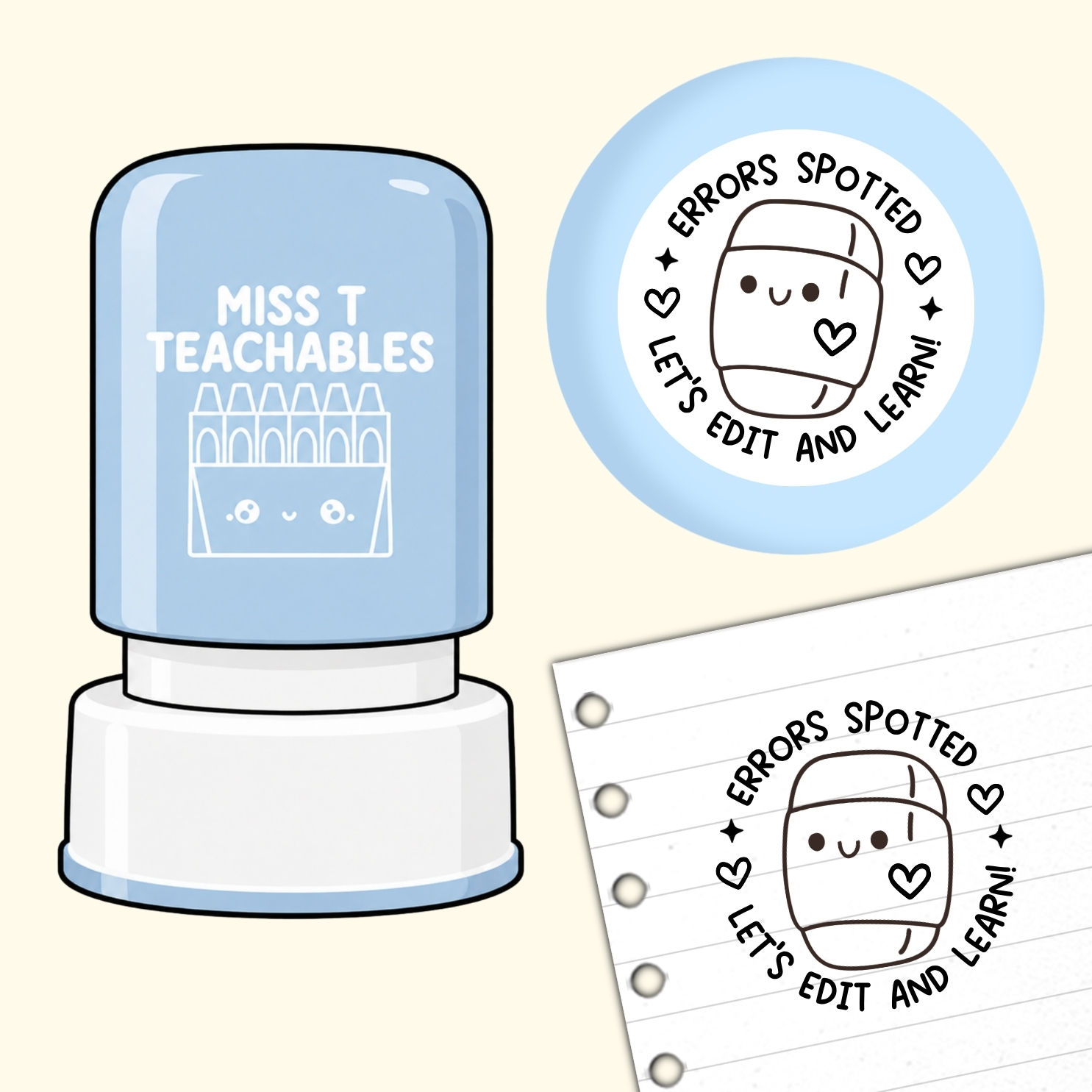 Errors Spotted, Let's Edit and Learn Teacher Stamp
