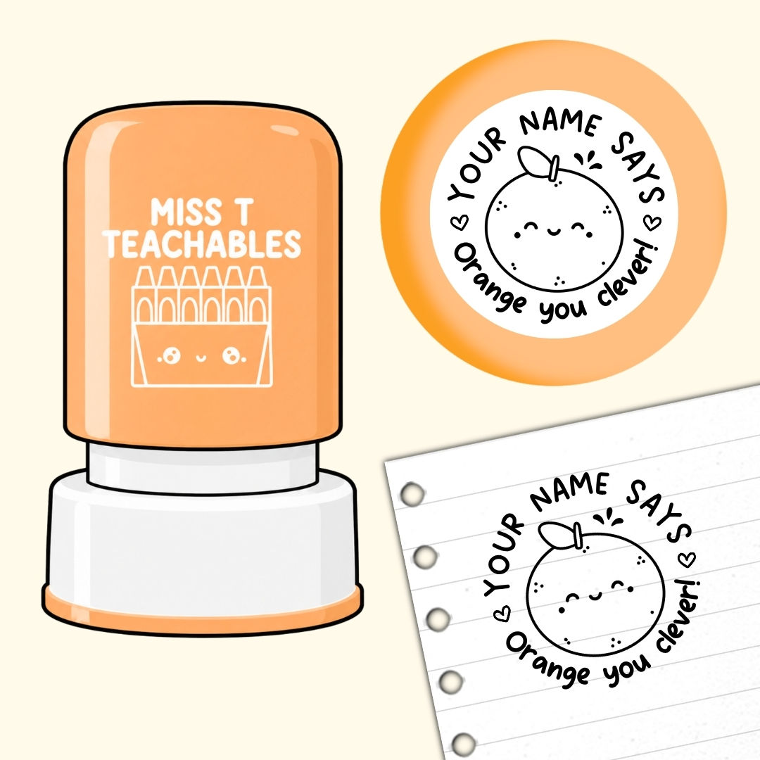 Fruit Picnic: Orange Personalised Teacher Stamp