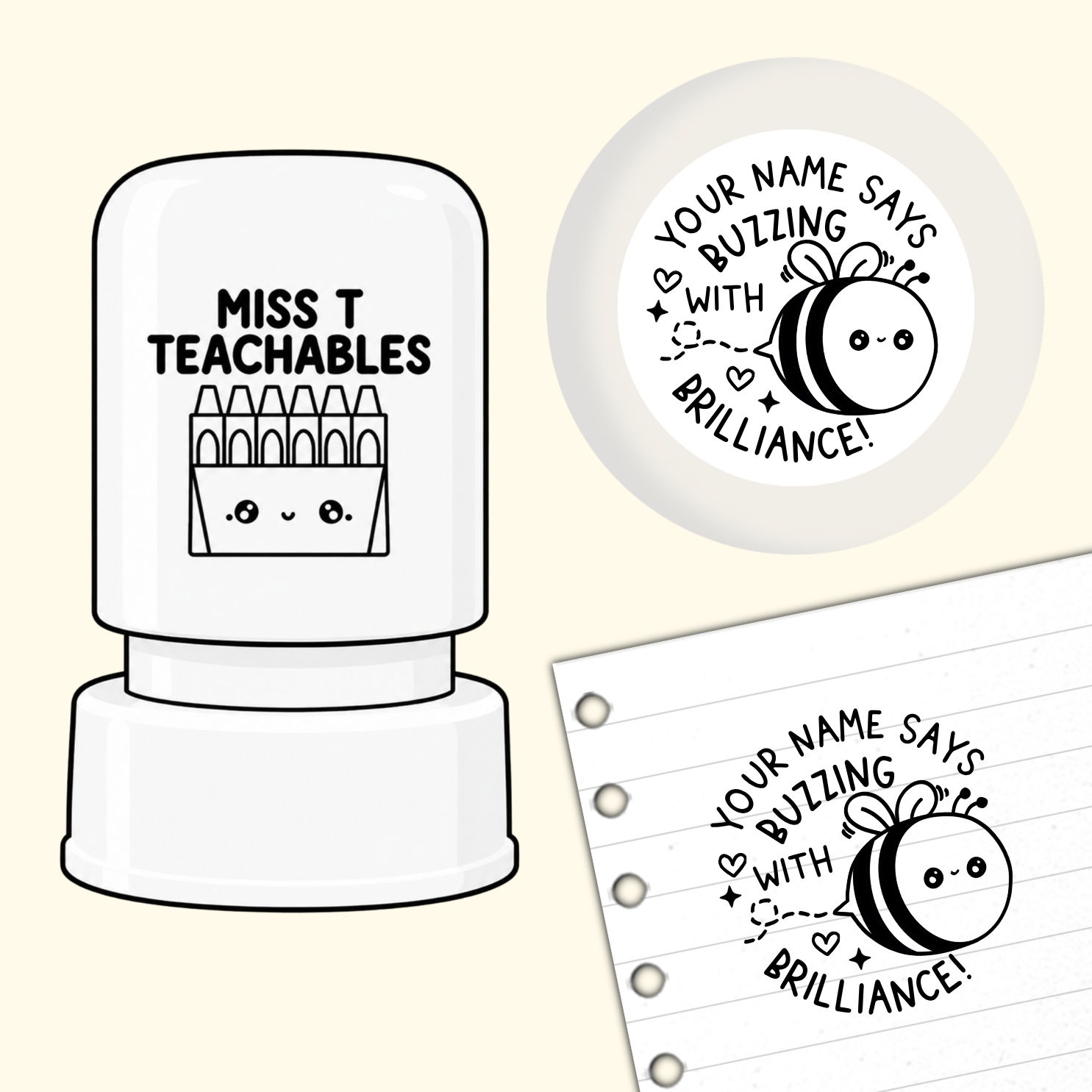 Buzzing with Brilliance Personalised Teacher Stamp