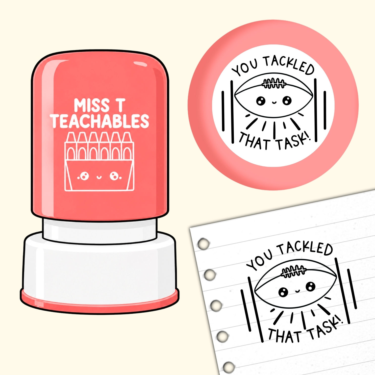 You Tackled That Task Footy Teacher Stamp