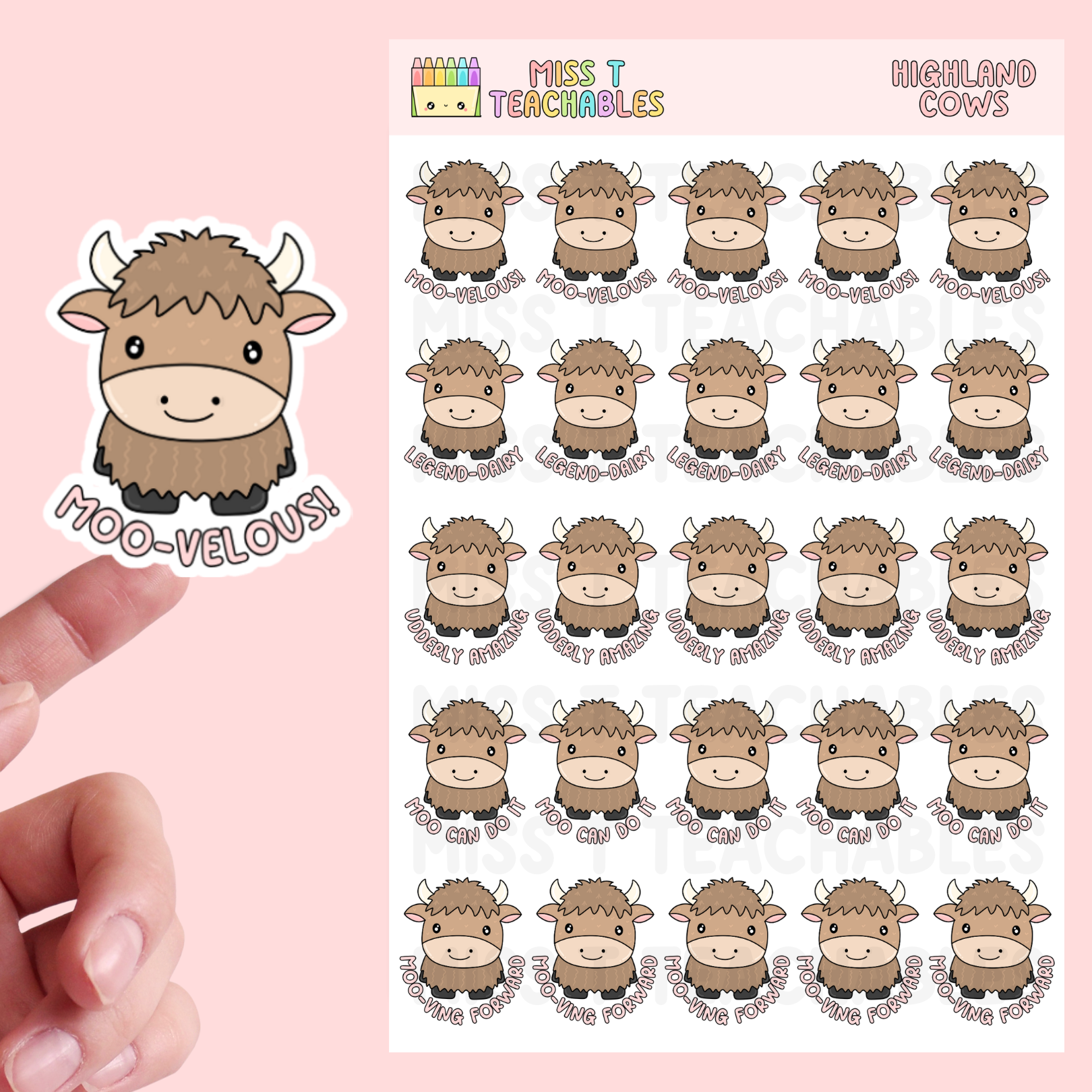 'Highland Cows' Teacher Sticker Pack