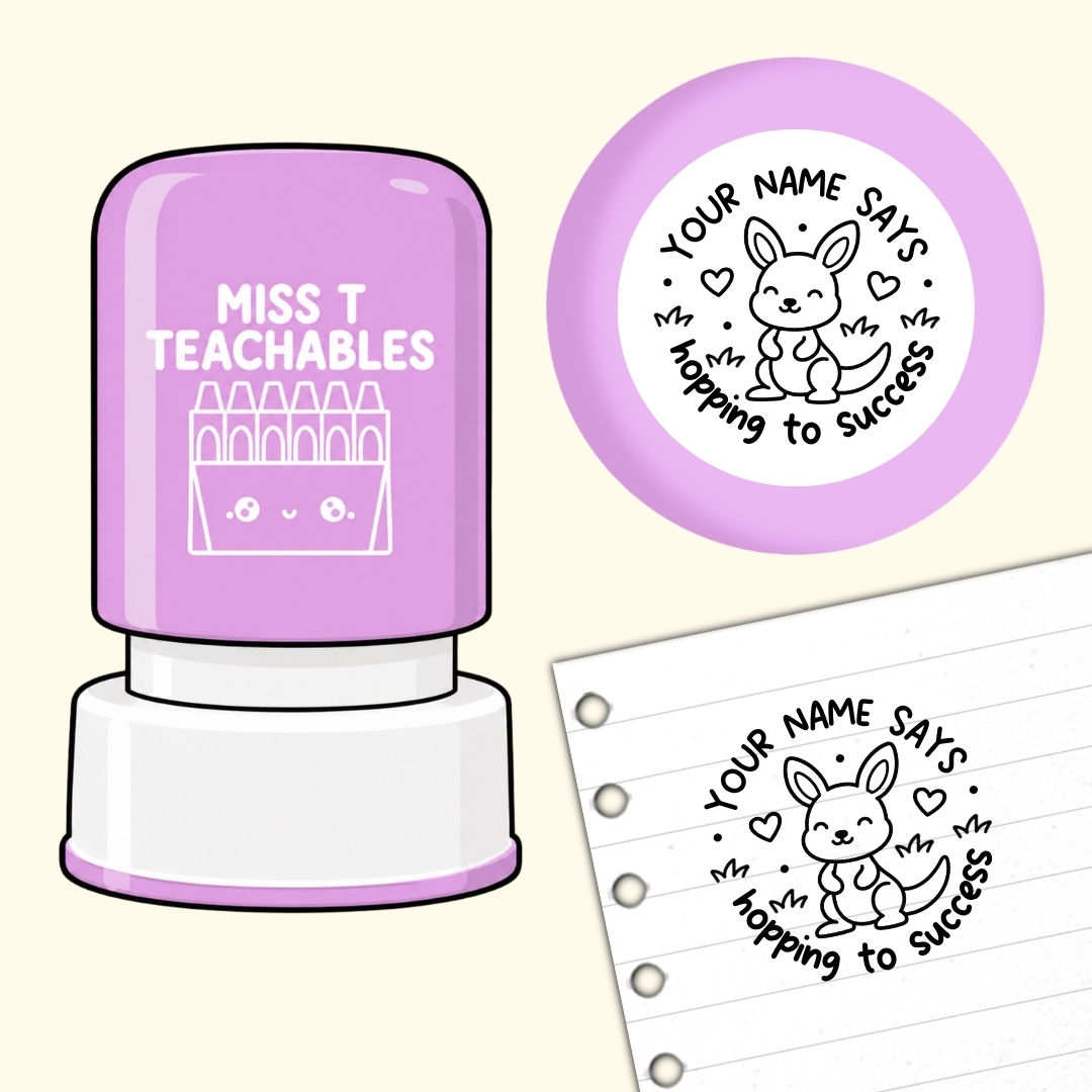 Hopping to Success Kangaroo Personalised Teacher Stamp