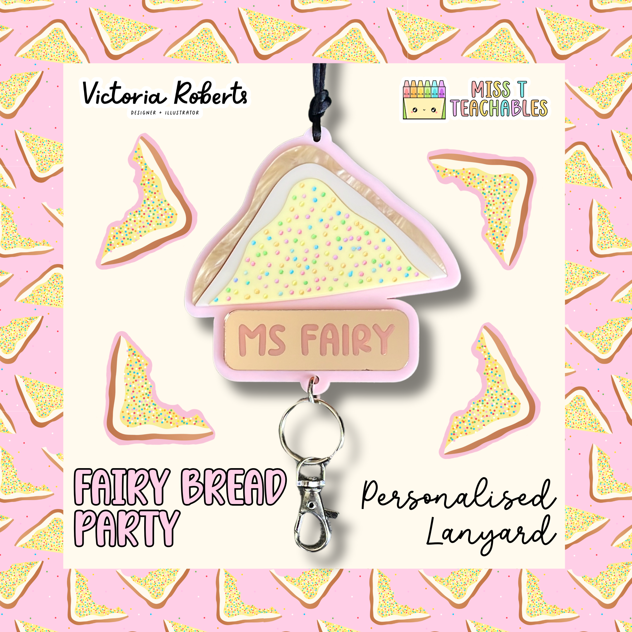 Fairy Bread party Personalised Lanyard (Victoria Roberts x MTT)
