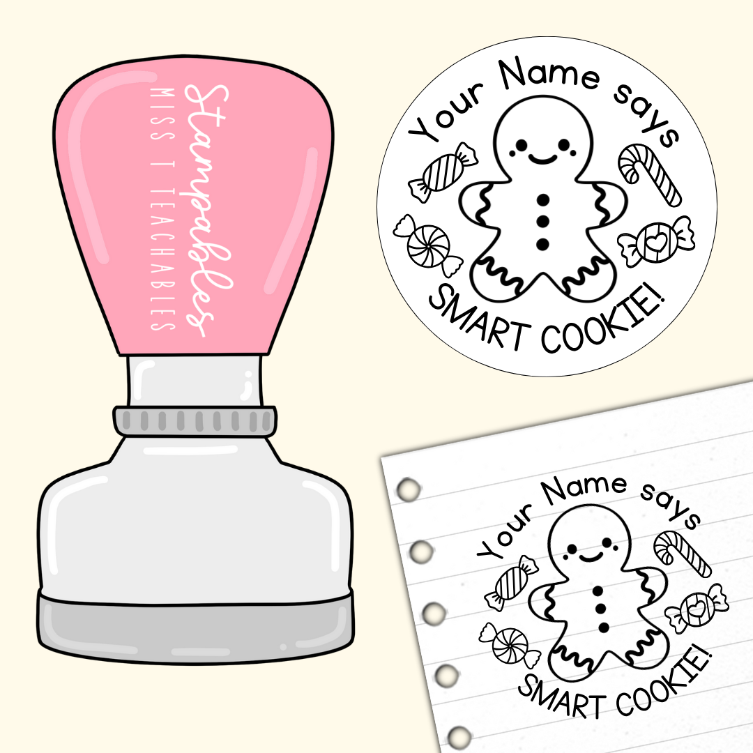 Gingerbread Smart Cookie Christmas Personalised Teacher Stamp